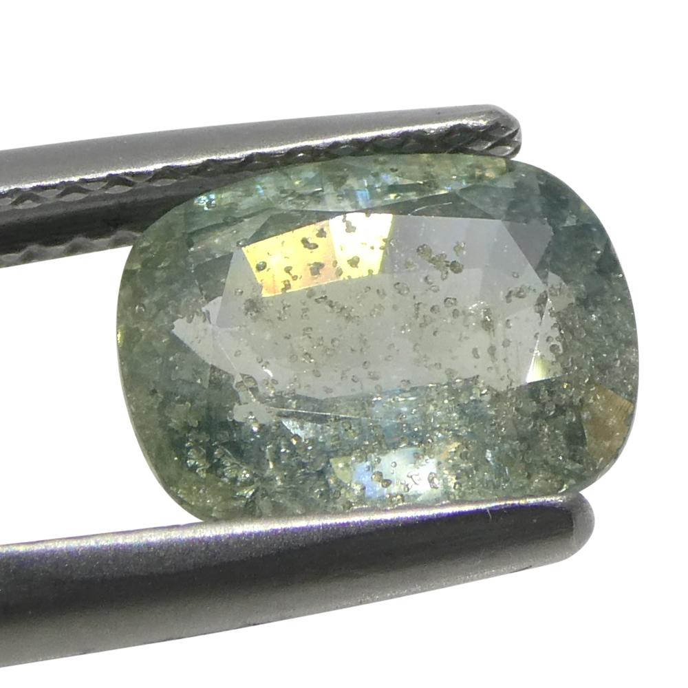 3.17ct Cushion Teal Blue-Green Sapphire from Tanzania Unheated For Sale 5