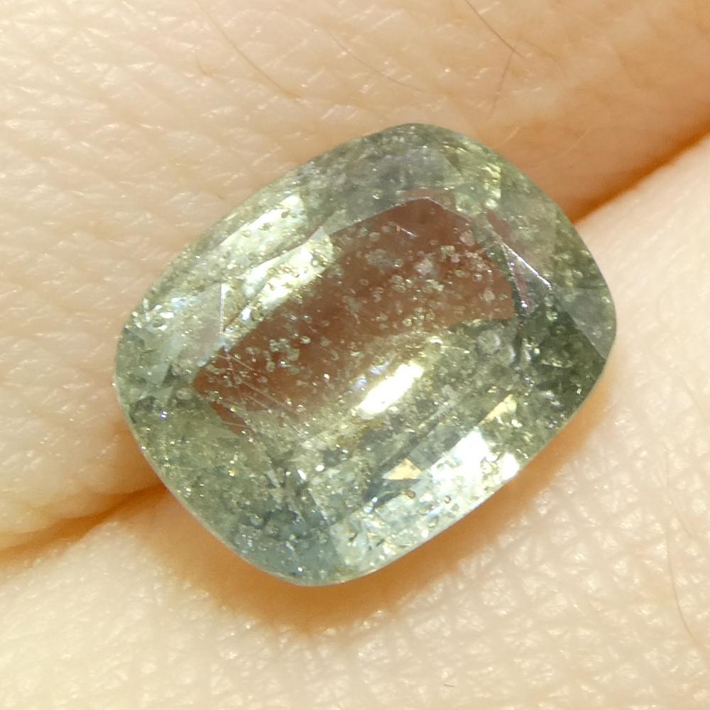 3.17ct Cushion Teal Blue-Green Sapphire from Tanzania Unheated For Sale 6