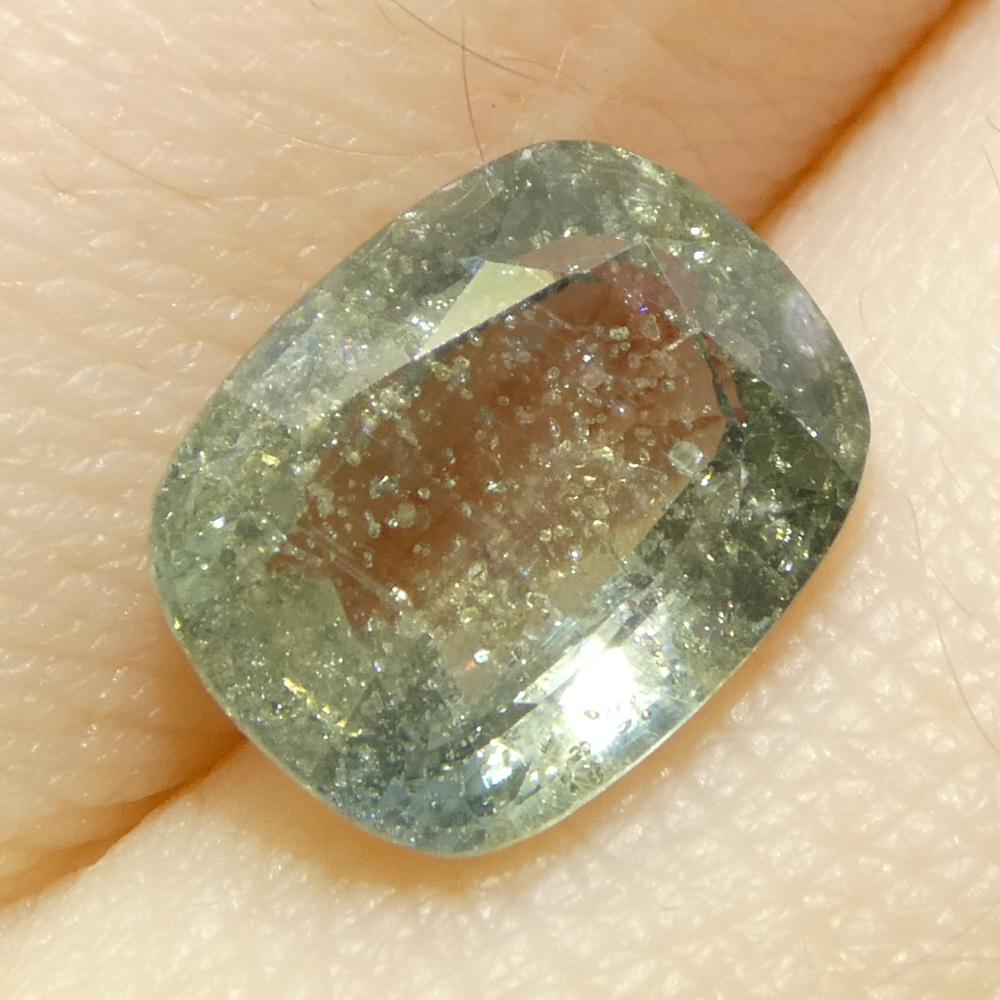 3.17ct Cushion Teal Blue-Green Sapphire from Tanzania Unheated For Sale 7