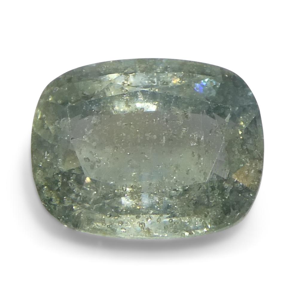 3.17ct Cushion Teal Blue-Green Sapphire from Tanzania Unheated In New Condition For Sale In Toronto, Ontario