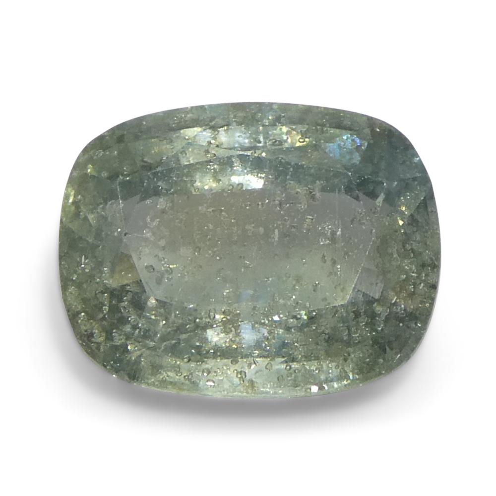 Women's or Men's 3.17ct Cushion Teal Blue-Green Sapphire from Tanzania Unheated For Sale