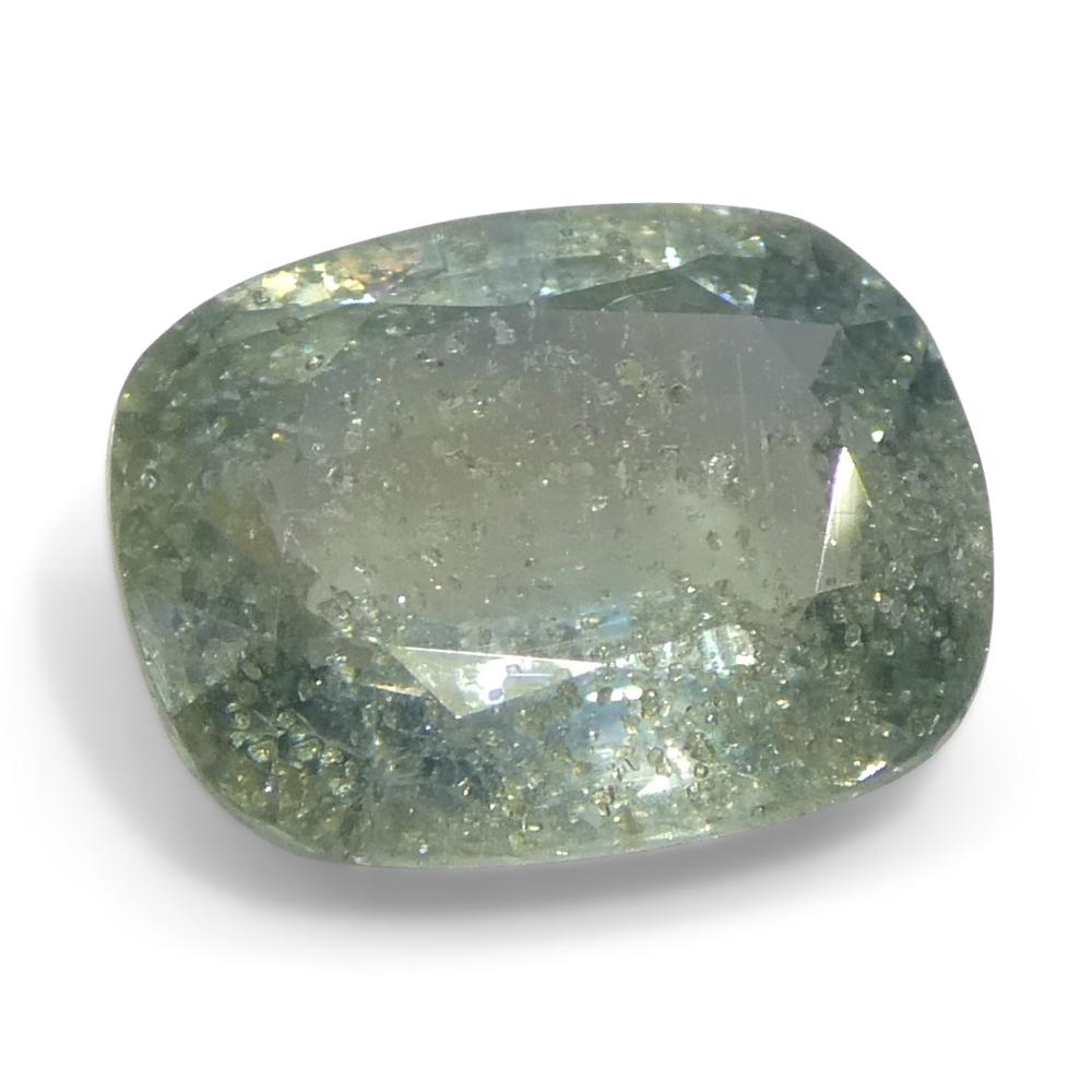 3.17ct Cushion Teal Blue-Green Sapphire from Tanzania Unheated For Sale 1