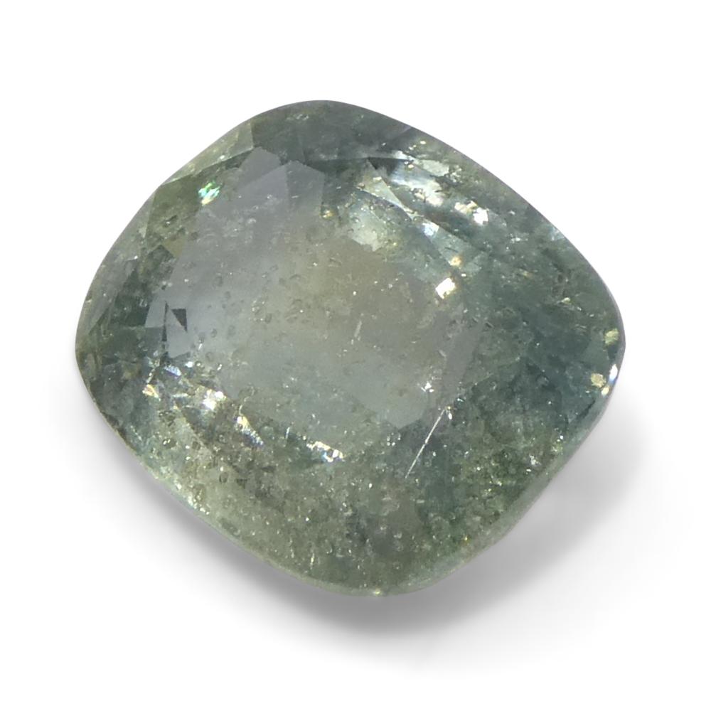 3.17ct Cushion Teal Blue-Green Sapphire from Tanzania Unheated For Sale 2