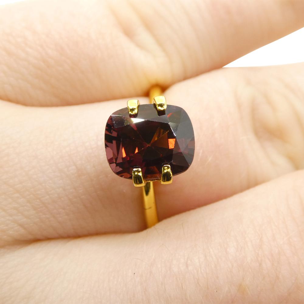 Brilliant Cut 3.17ct Rectangular Cushion Red Spinel from Burma For Sale