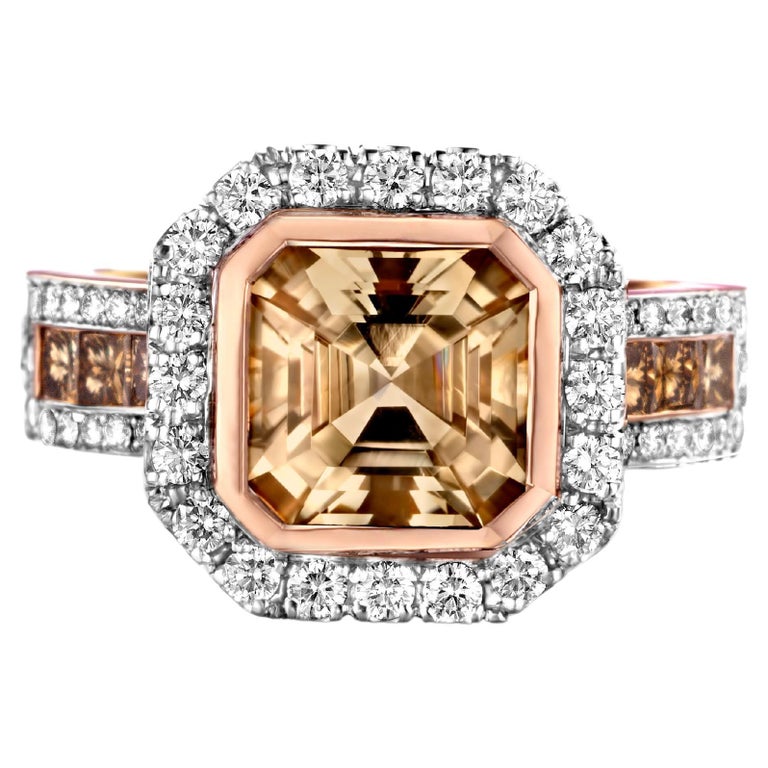 3,17Ct Tourmaline 18K Rose Gold, Diamond 1,39Ct VS-F Engagement Coctail Ring For Sale