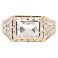 3.17ctw Certified Old European Cut Diamond Wide Band Ring 14K Gold
