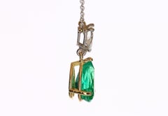 3.17tcw 18K Colombian Emerald Pear Cut & Teardrop Diamond Accent Necklace