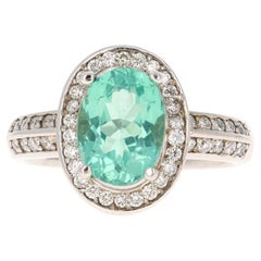3.18 Carat Apatite Diamond Ring 14 Karat White Gold Cocktail Ring