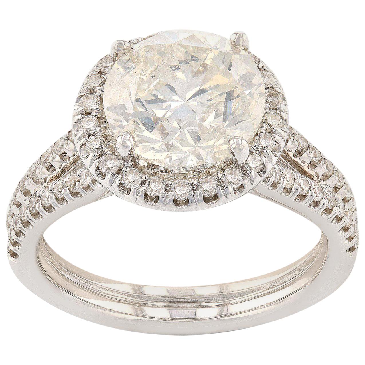 3.18 Carat Diamond Engagement Ring For Sale