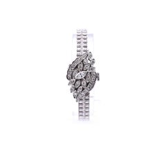 3.18 Carat Diamond Hamilton 14 Karat White Gold Flip-Top Watch