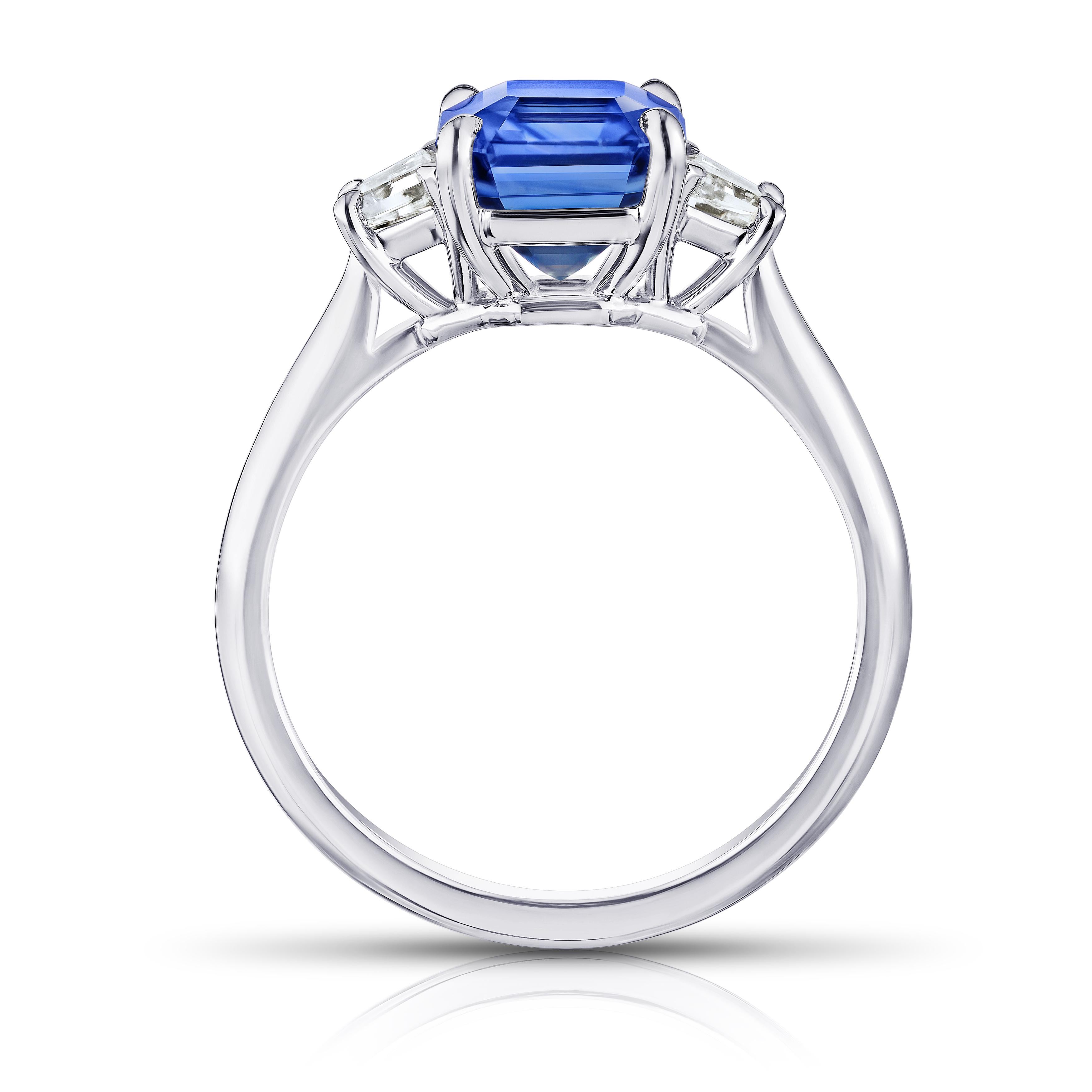 emerald cut blue sapphire rings