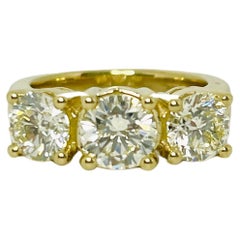 3.18 Carat Natural Diamond Yellow Gold Mini band Ring 14K 