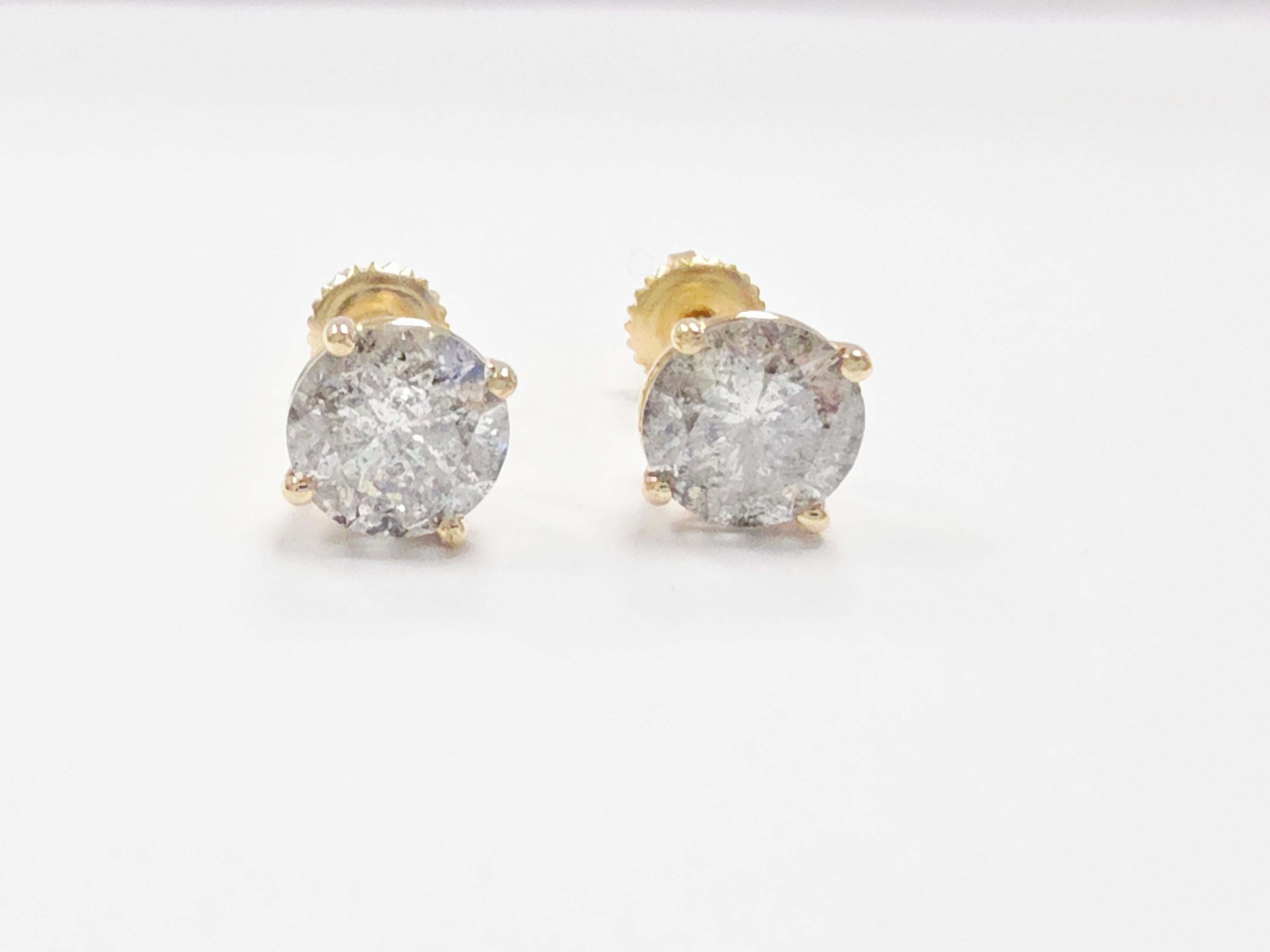 3.18 Carat Natural Round Brilliant Diamond Stud Earrings in 14K Yellow Gold

Elevate your jewelry collection with this timeless pair of natural diamond stud earrings featuring a total of 3.18 carats of round brilliant-cut diamonds, gracefully set in
