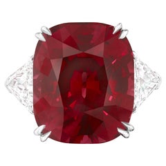 3.18 Carat No Heat Mozambique Ruby Diamond Ring, Vivid Red “Pigeon Blood”