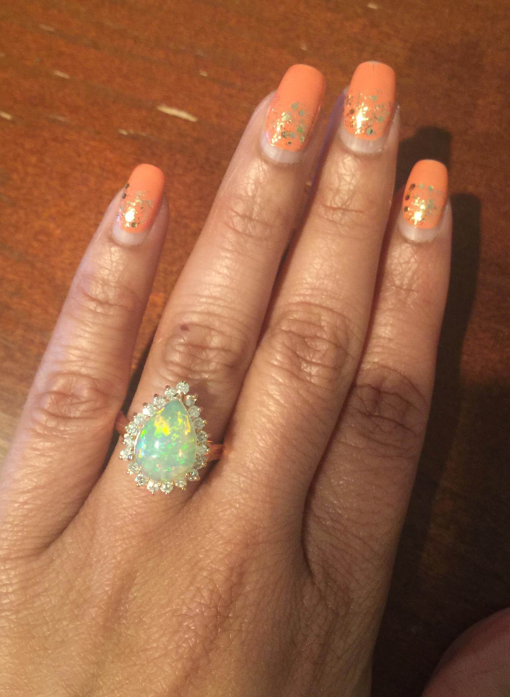 3.18 Carat Opal Diamond Rose Gold Cocktail Ring In New Condition In Los Angeles, CA