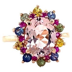 3.18 Carat Pink Morganite Sapphire Rose Gold Cocktail Ring