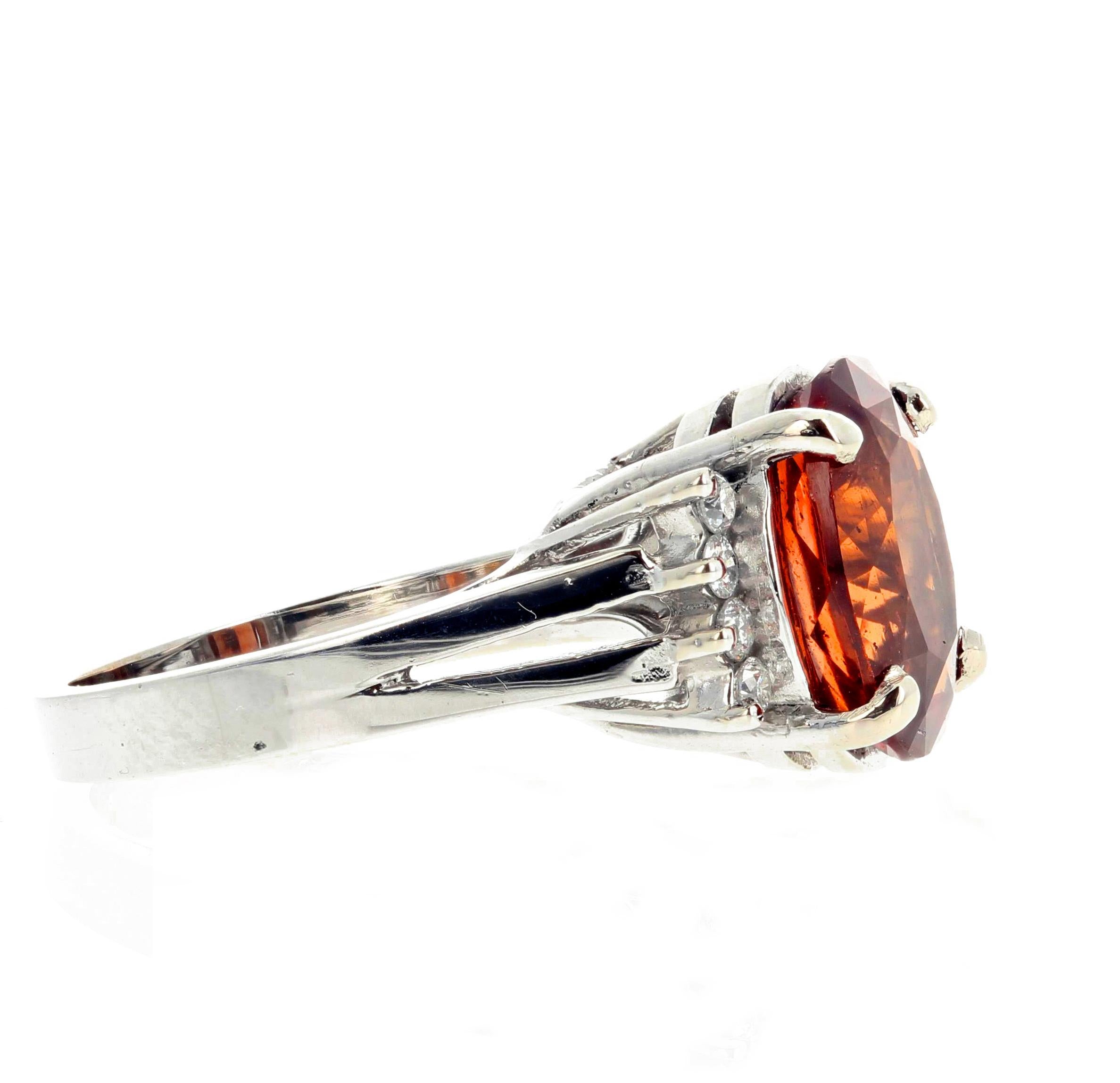 Women's or Men's 3.18 Carat Red Tourmaline and White Topaz Ring