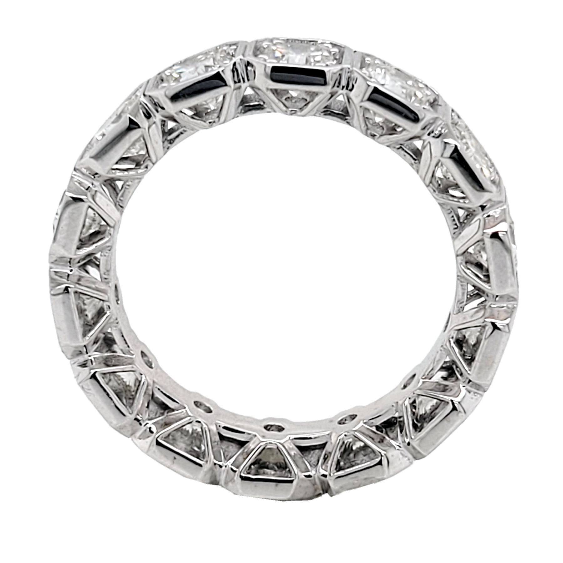 Women's 3.18 Carat Round Brilliant Diamond 18K Gold Eternity Ring For Sale