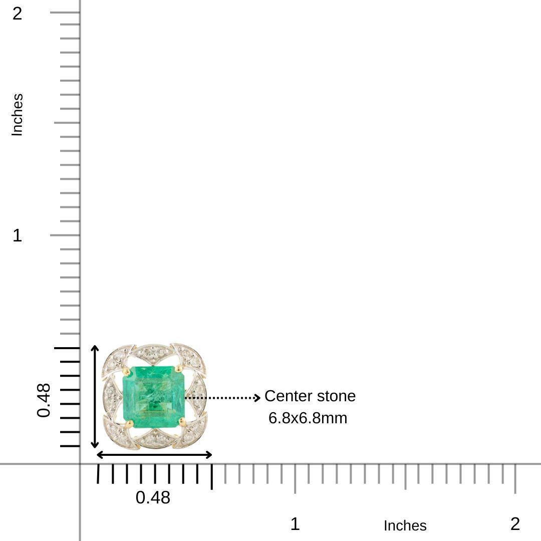 3.18 Carats Cushion Emerald Diamond Statement Stud Earrings in 18k Yellow Gold For Sale 2