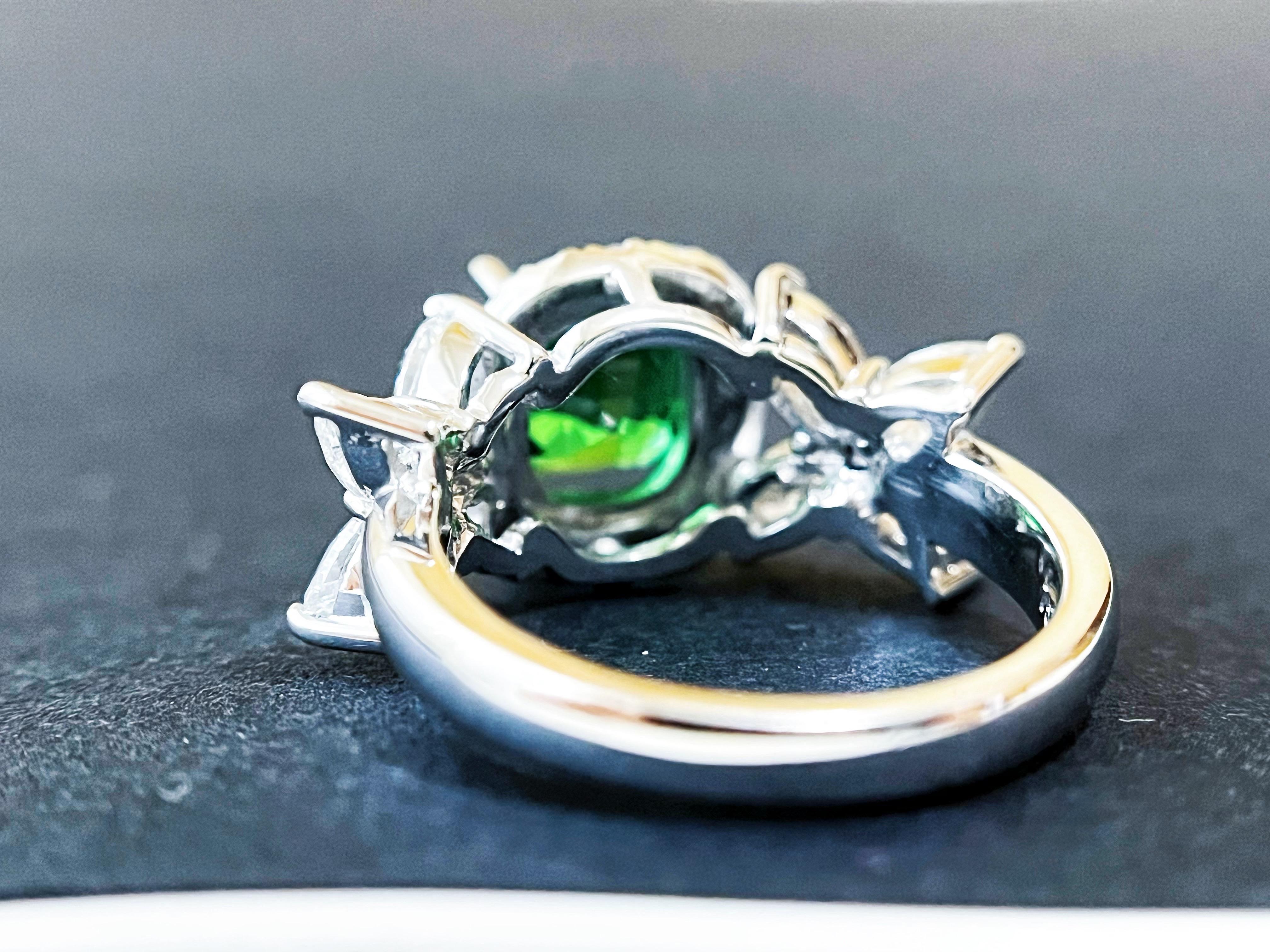 3,18 carati di tsavorite naturale certificata, di colore verde intenso e quasi pulita, Anello in oro 18 carati in vendita 10
