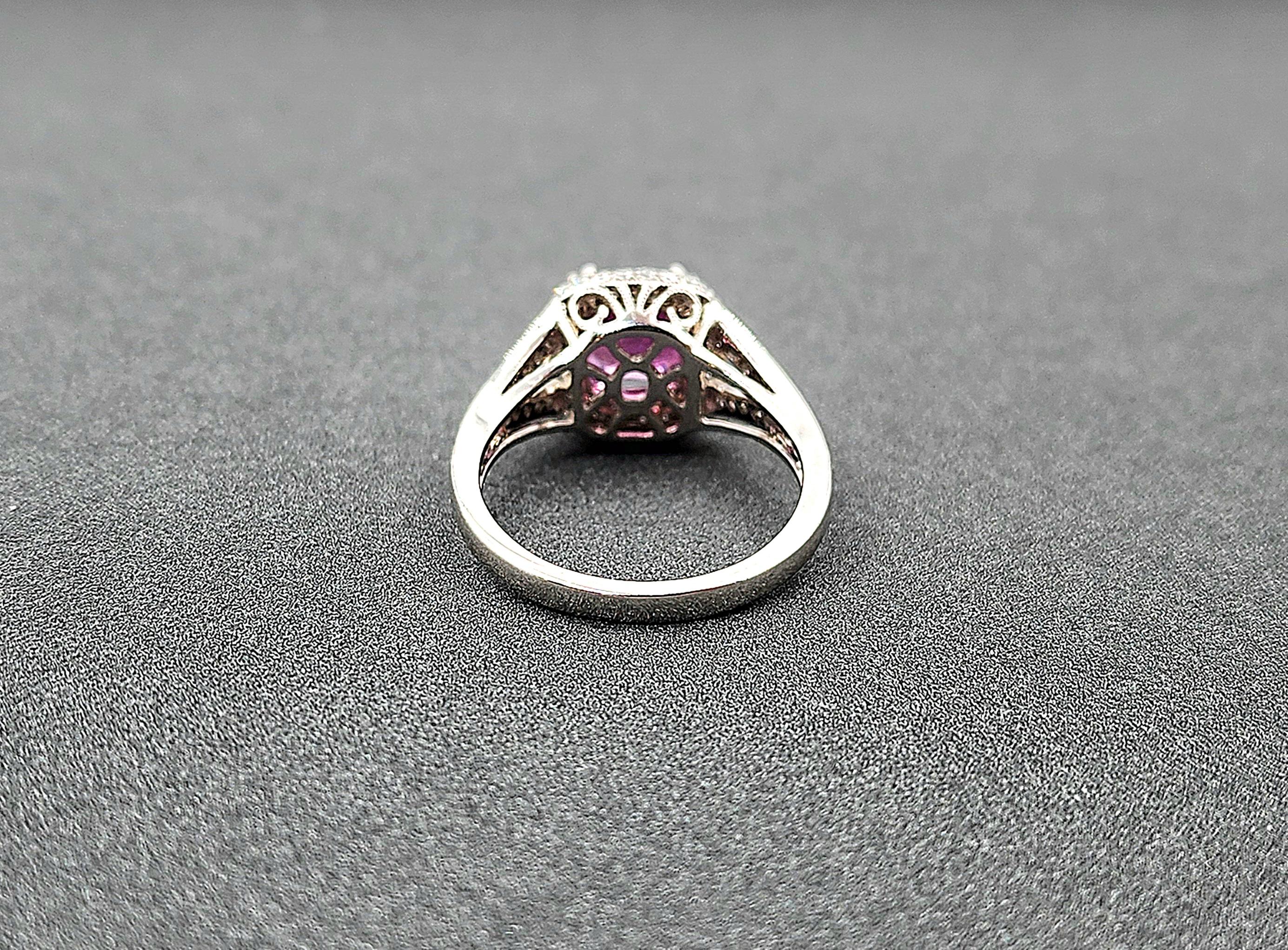 3.18 ct Natural Pink Sapphire & Diamond Ring In New Condition For Sale In Chicago, IL