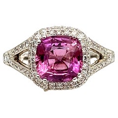 3.18 ct Natural Pink Sapphire & Diamond Ring 