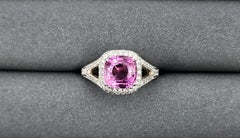Anillo de Zafiro Rosa Natural y Diamante de 3.18 ct