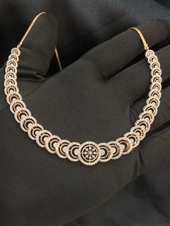 3.18 Cts F/VS1 Round Brilliant Natural Diamonds Wedding Necklace 14K Rose Gold