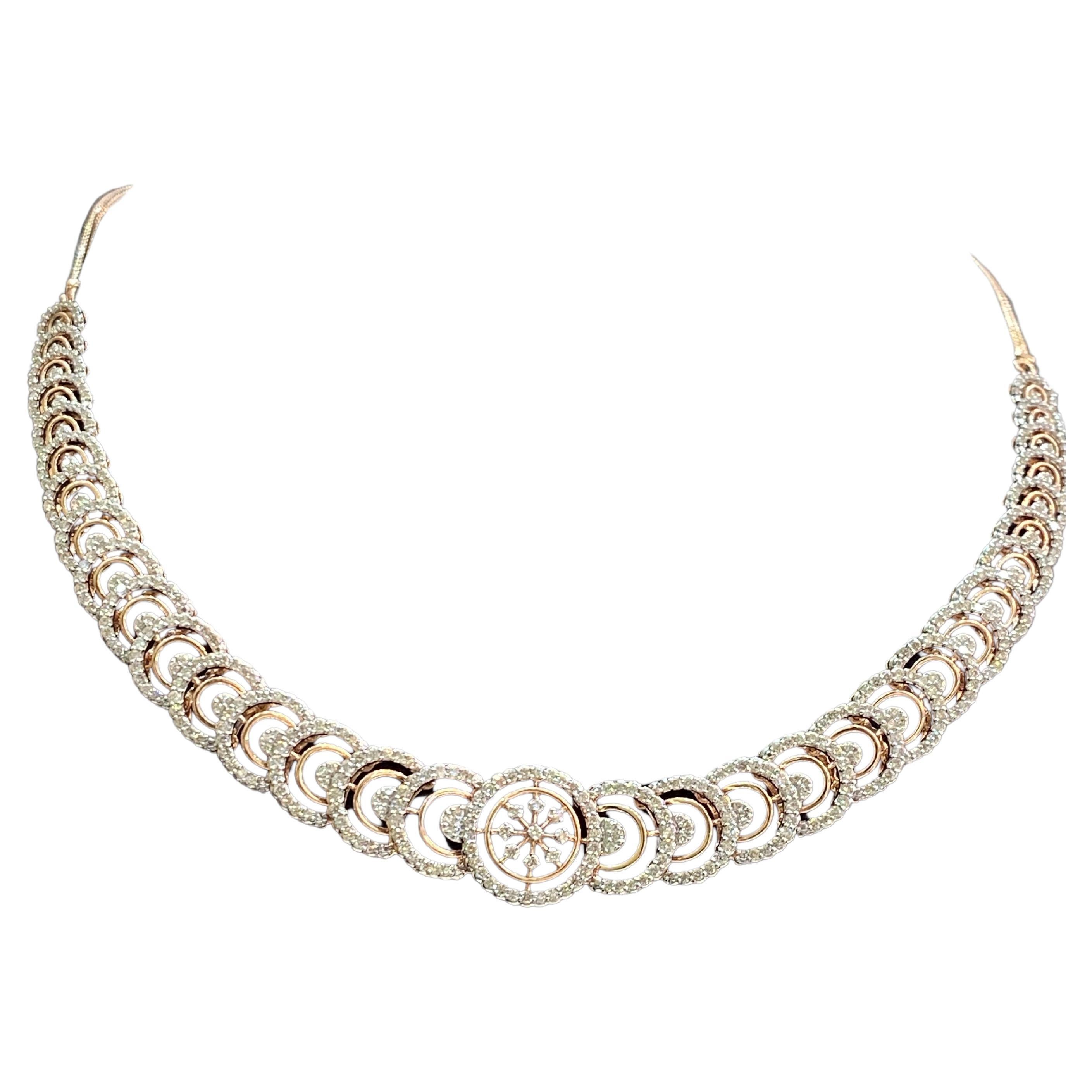 3,18 Karat F/VS1 Runder Brillant Natürliche Diamanten Hochzeit Halskette 14K Rose Gold