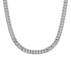 31.82ct Emerald Cut Diamond Tennis Necklace in 18k White Gold