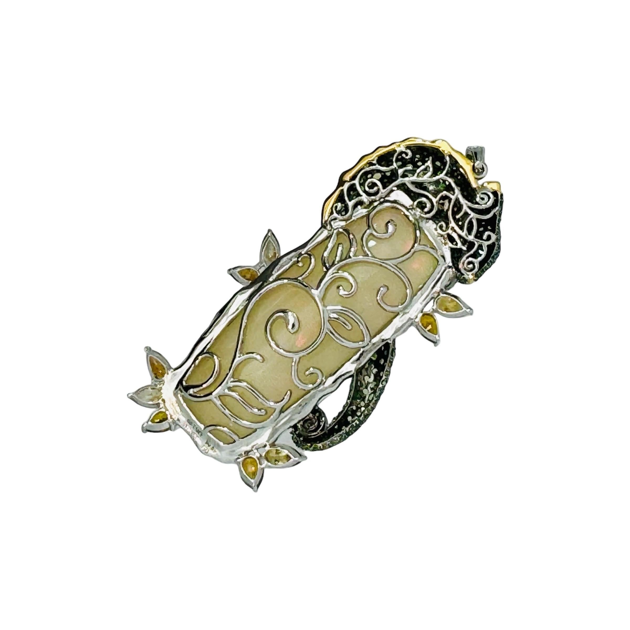 Pendentif Chameleon en opale 31,84 carats avec diamants, saphirs et tsavorites en vente 1