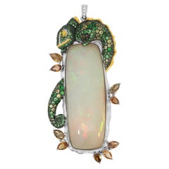 31.84 Carat Opal Chameleon Pendant with Diamond, Sapphires and Tsavorites