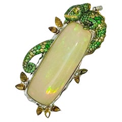 31.84 Carat Opal Chameleon Pendant with Diamond, Sapphires and Tsavorites