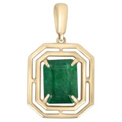 3.18ct 14K Natural Emerald-Emerald Cut Geometric Solitaire Solid Gold Pendant 3.18ct 14K Natural Emerald-Emerald Cut Geometric Solitaire Solid Gold Pendant