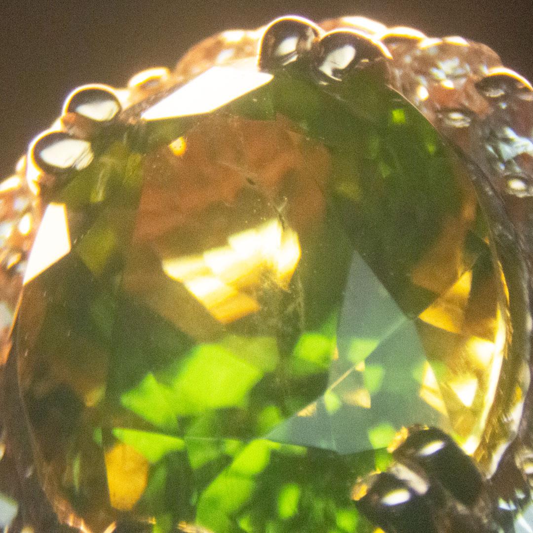 3.18ct Arizona Peridot set in 14kt Halo Ring with 0.83ct of Diamonds For Sale 1