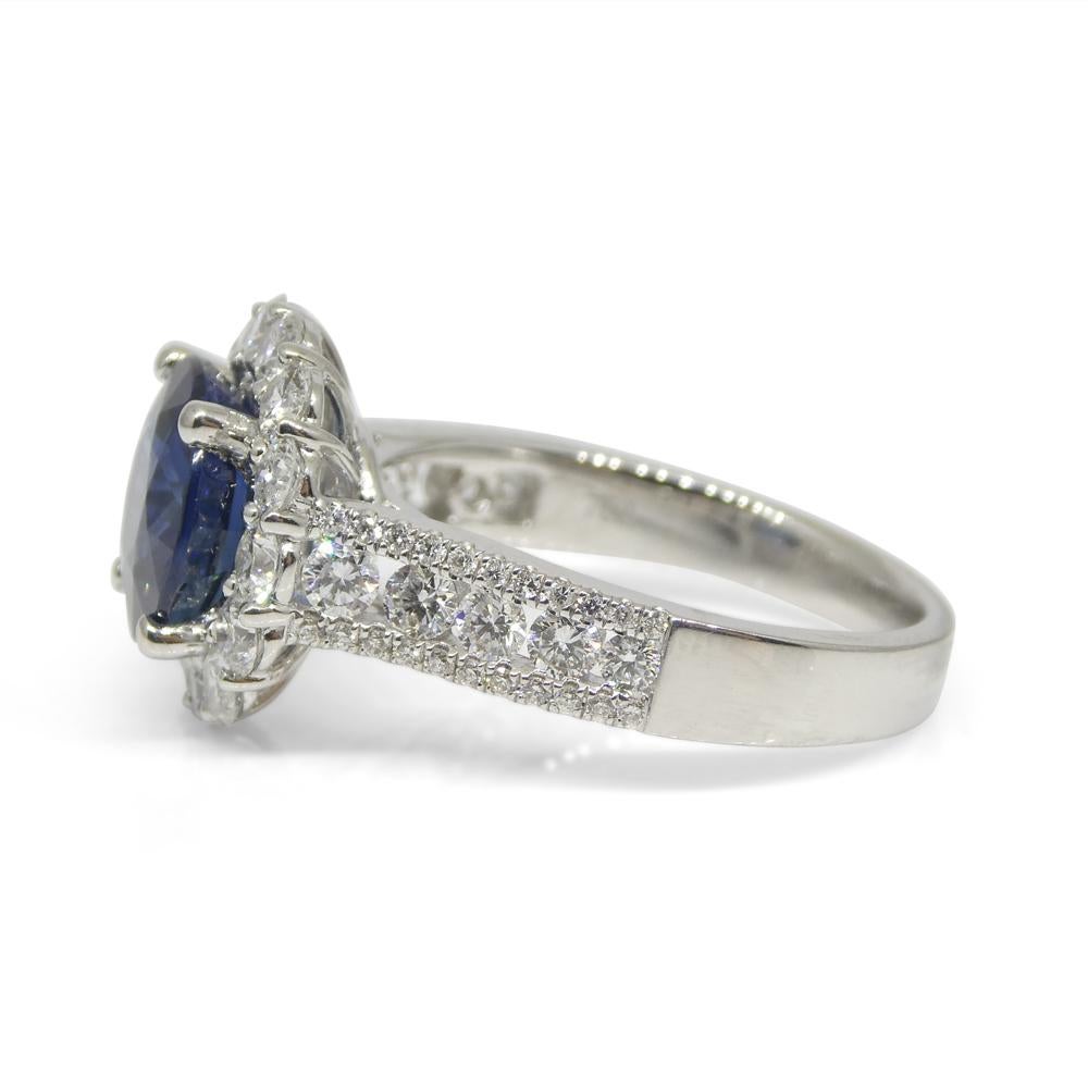 3.18ct Blue Sapphire, Diamond Engagement/Statement Ring in 18K White Gold For Sale 5