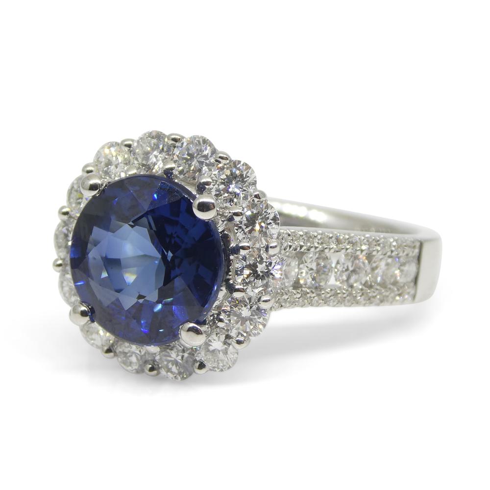 3.18ct Blue Sapphire, Diamond Engagement/Statement Ring in 18K White Gold For Sale 6