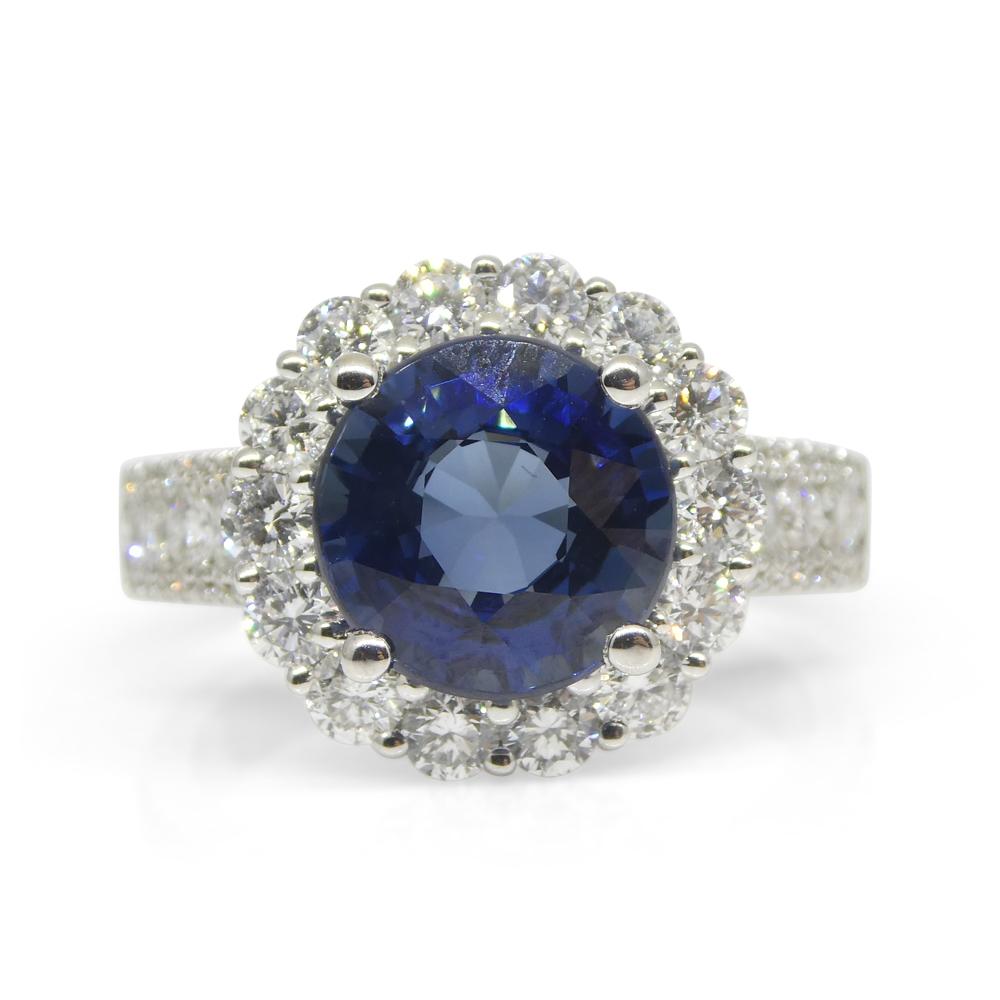 3.18ct Blue Sapphire, Diamond Engagement/Statement Ring in 18K White Gold For Sale 7