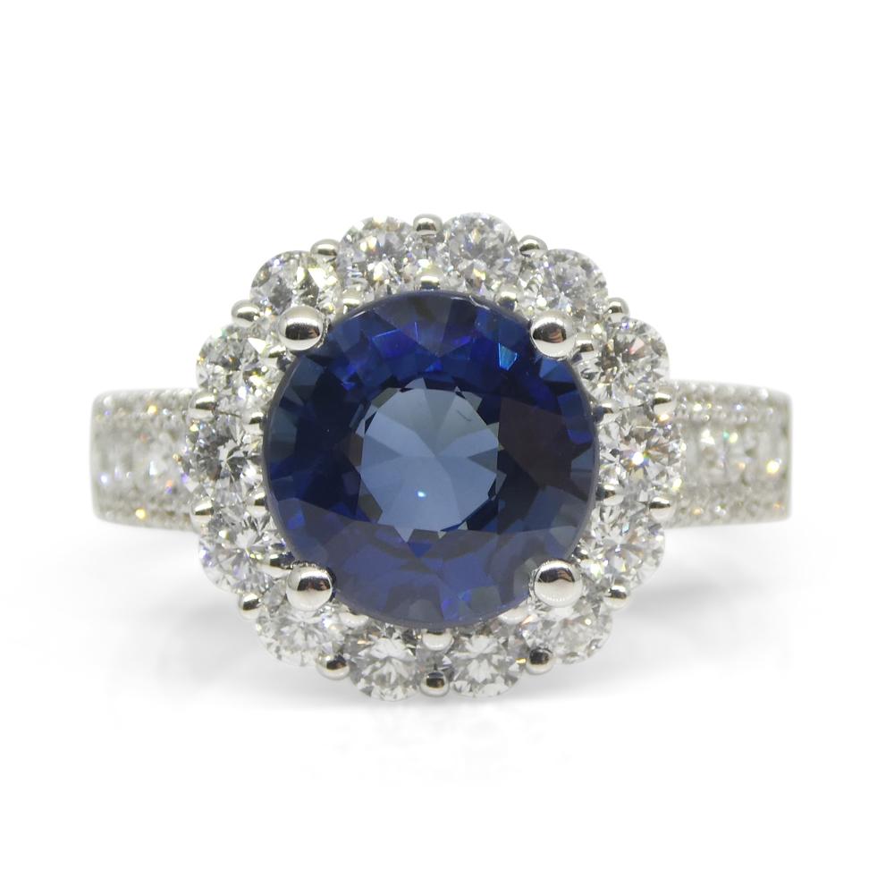 3.18ct Blue Sapphire, Diamond Engagement/Statement Ring in 18K White Gold In New Condition For Sale In Toronto, Ontario