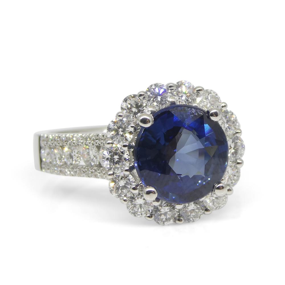 3.18ct Blue Sapphire, Diamond Engagement/Statement Ring in 18K White Gold For Sale 1
