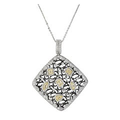 Colgante de diamantes amarillos y blancos de fantasía de 3,18 ct