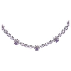 Collana con ametista ovale e diamanti da 3,18ct in 14k WG