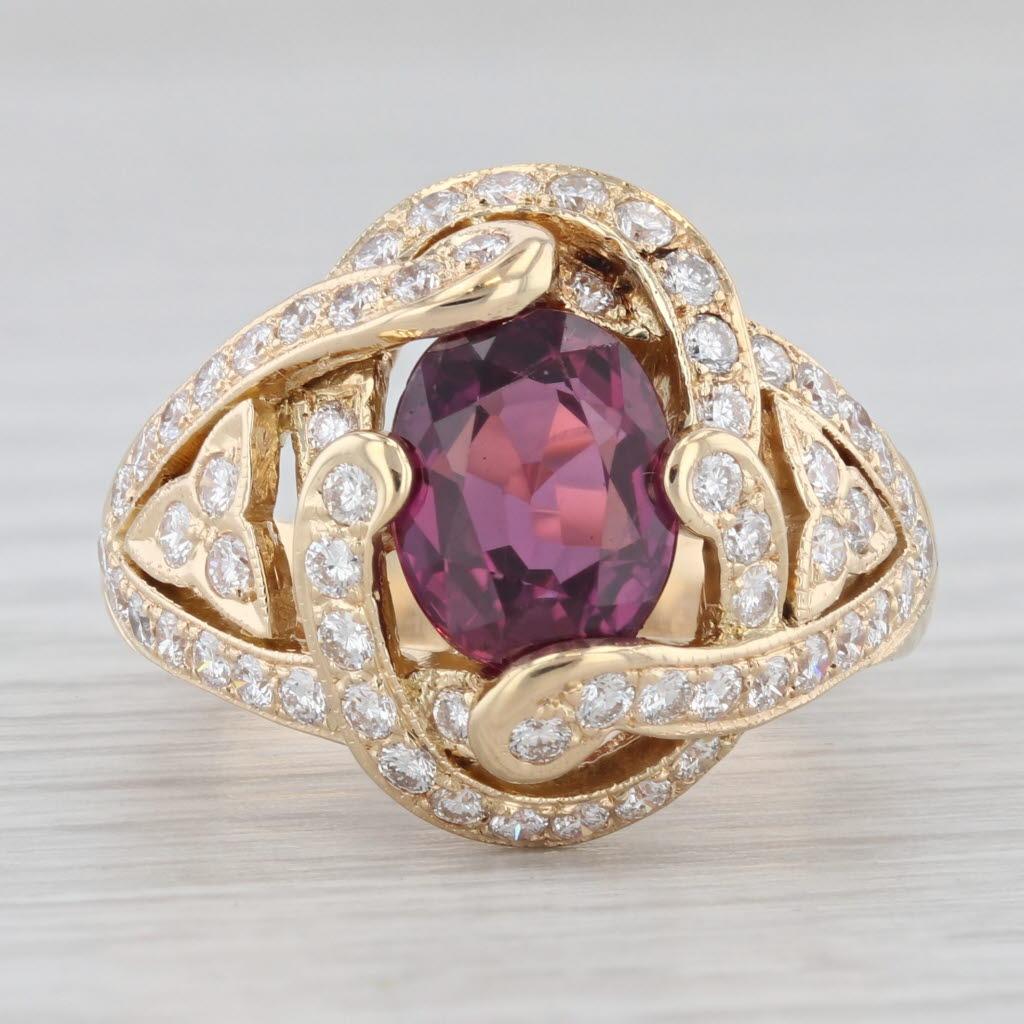 3.18ctw Ruby Diamond Ring 18k Yellow Gold Size 6.5 Cocktail GIA In Good Condition For Sale In McLeansville, NC