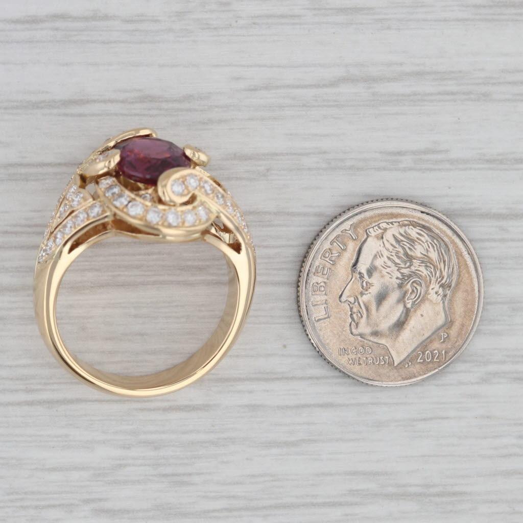 3.18ctw Ruby Diamond Ring 18k Yellow Gold Size 6.5 Cocktail GIA For Sale 2