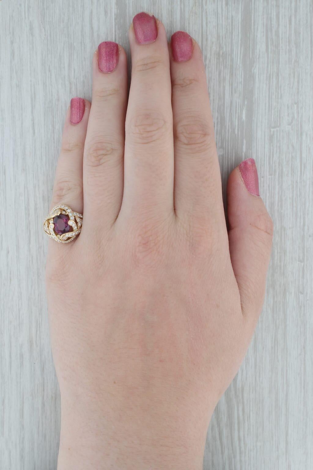 3.18ctw Ruby Diamond Ring 18k Yellow Gold Size 6.5 Cocktail GIA For Sale 4