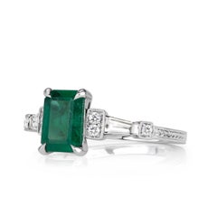3.19 Carat Emerald Diamond Ring 14K White Gold Effortless Elegance