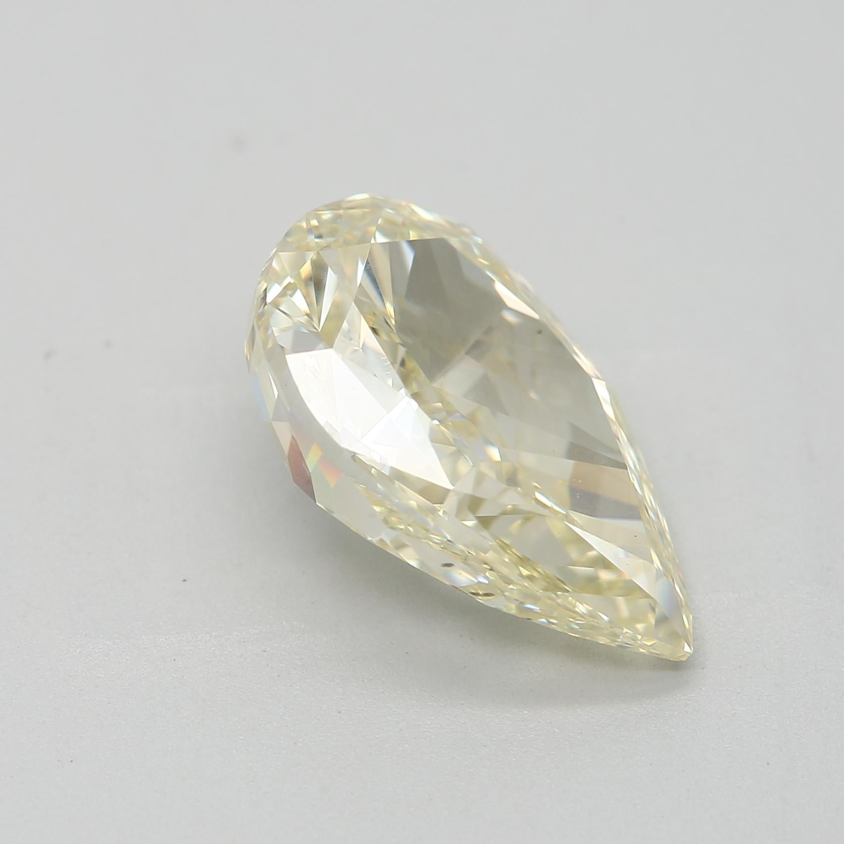 Women's or Men's 3.19 Carat Fancy Light Yellow Pear cut diamond VS1 Clarity GIA Certified  For Sale