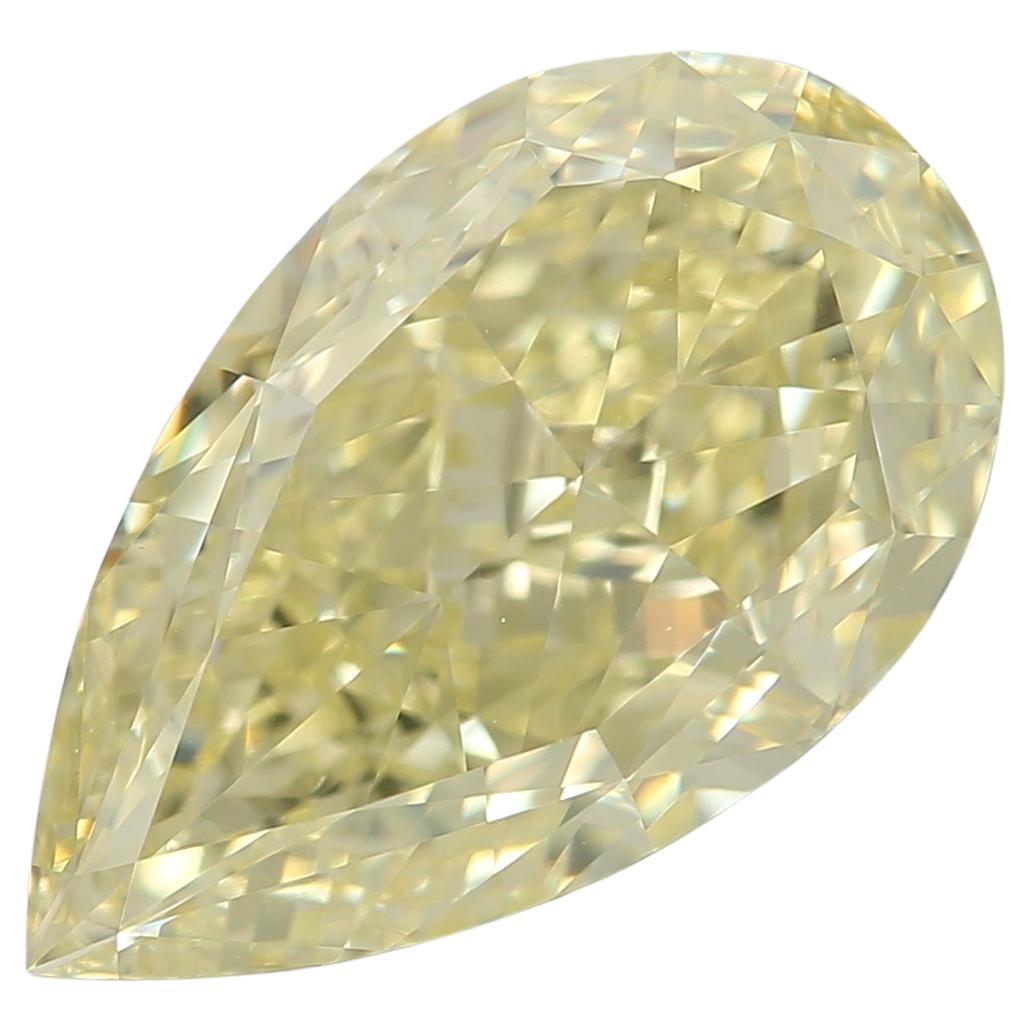 3.19 Carat Fancy Light Yellow Pear VS2 Clarity GIA Certified For Sale