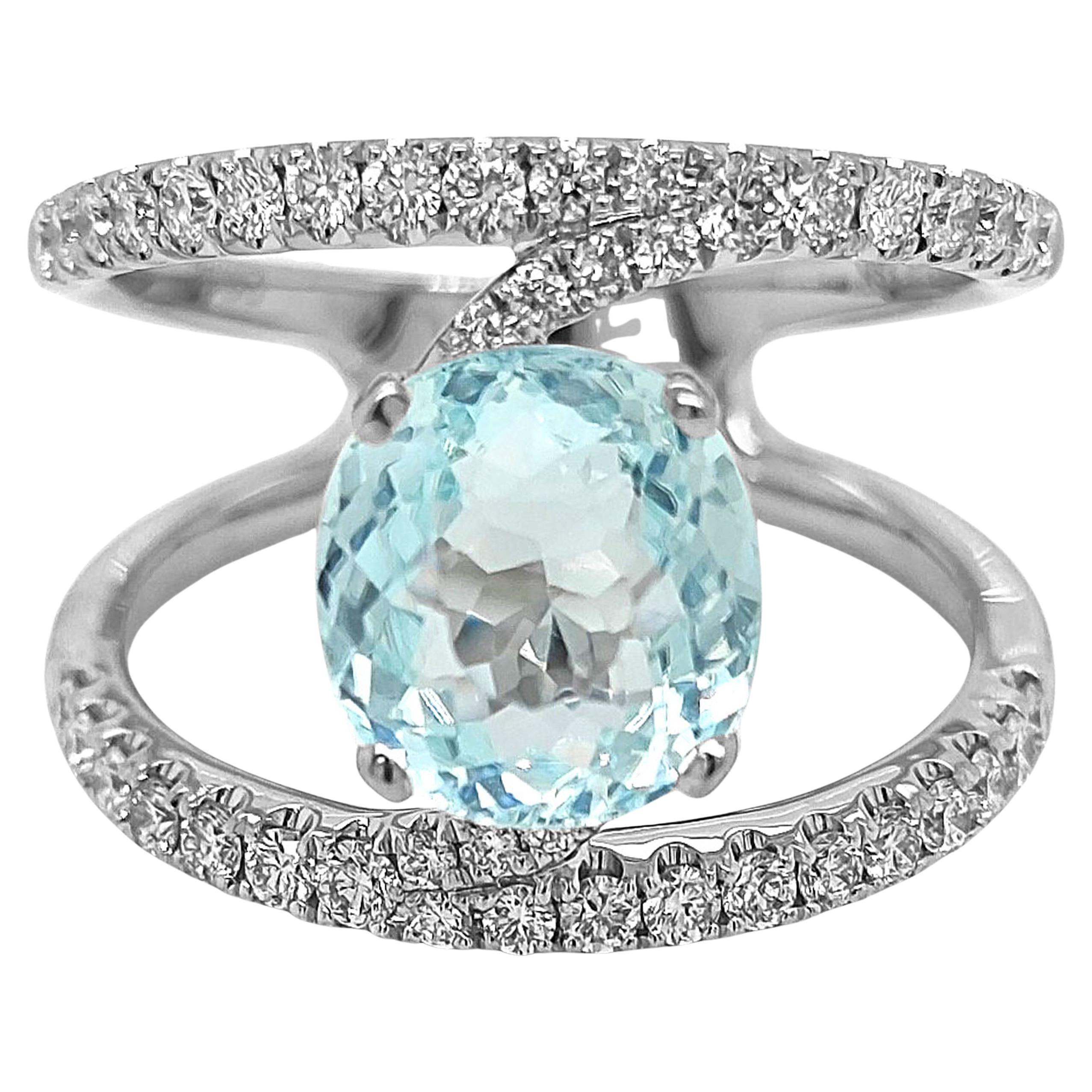 3.19 Carat PARAIBA TOURMALINE and White Diamond White Gold Ring