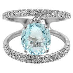 3.19 Carat PARAIBA TOURMALINE and White Diamond White Gold Ring